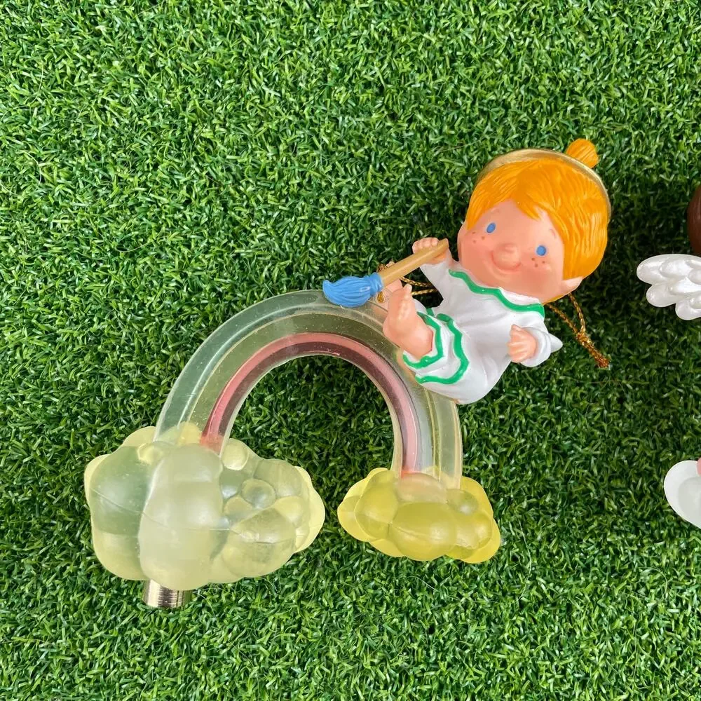 Vintage 1985 Hallmark Christmas Ornaments Katybeth Magic Lighted Rainbow Angel